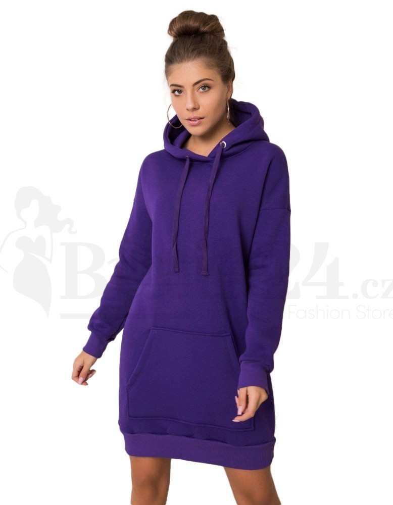 Dámské mikinové šaty s kapucí fialová  barva
