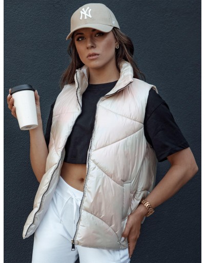 Kamizelka damska pikowana HOLO beżowa Dstreet TY4520