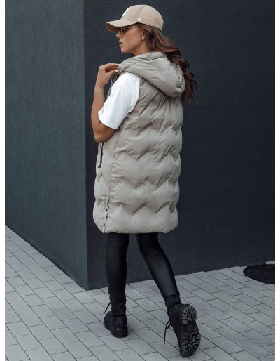 Kamizelka damska pikowana TAMIRA beżowa Dstreet TY4528