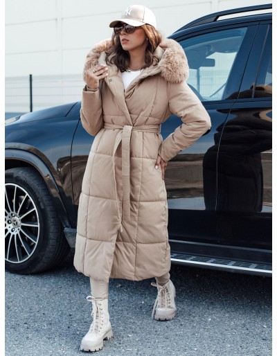 Kurtka damska pikowana długa GLAMWARM beżowa Dstreet TY4559