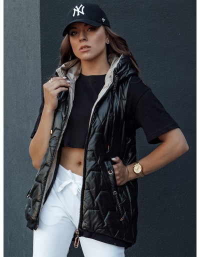 Kamizelka pikowana damska GLITZY czarna Dstreet TY4447