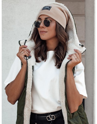 Kamizelka damska COSYVIVA długa z kapturem pikowana zielona Dstreet TY4604