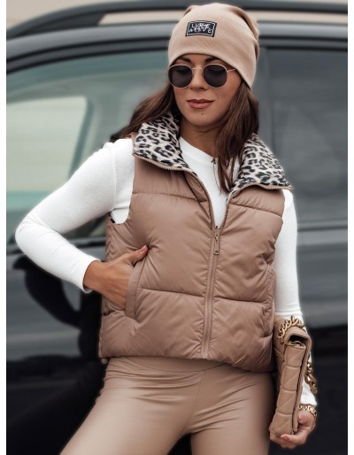 Kamizelka damska LEOVELLA przejściowa krótka pikowana dwustronna kamelowa Dstreet TY4646